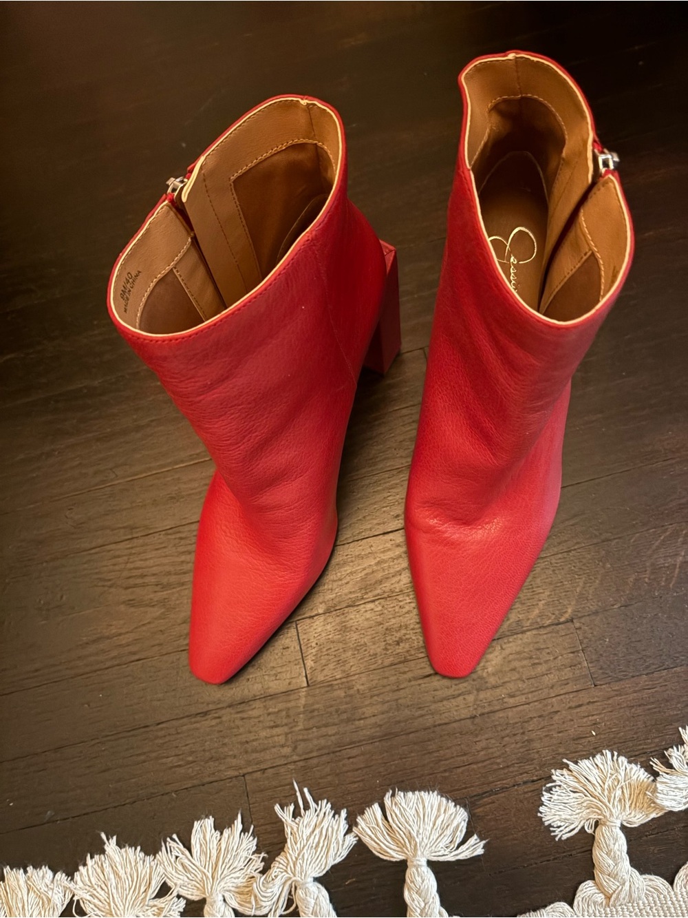 Jessica Simpson Red Pointed-Toe Ankle Booties